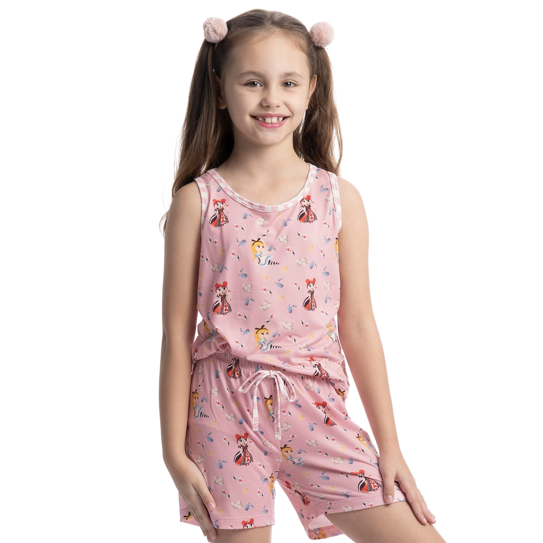 Pijama Infantil Curto Regata Alice Rosa-3 - Imagem 1