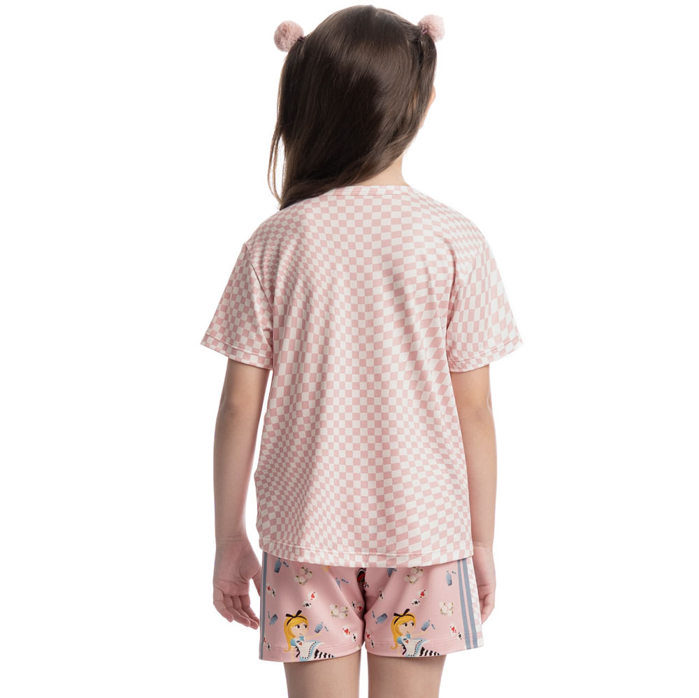 Pijama Curto Infantil Alice Rosa-3 - Imagem 2