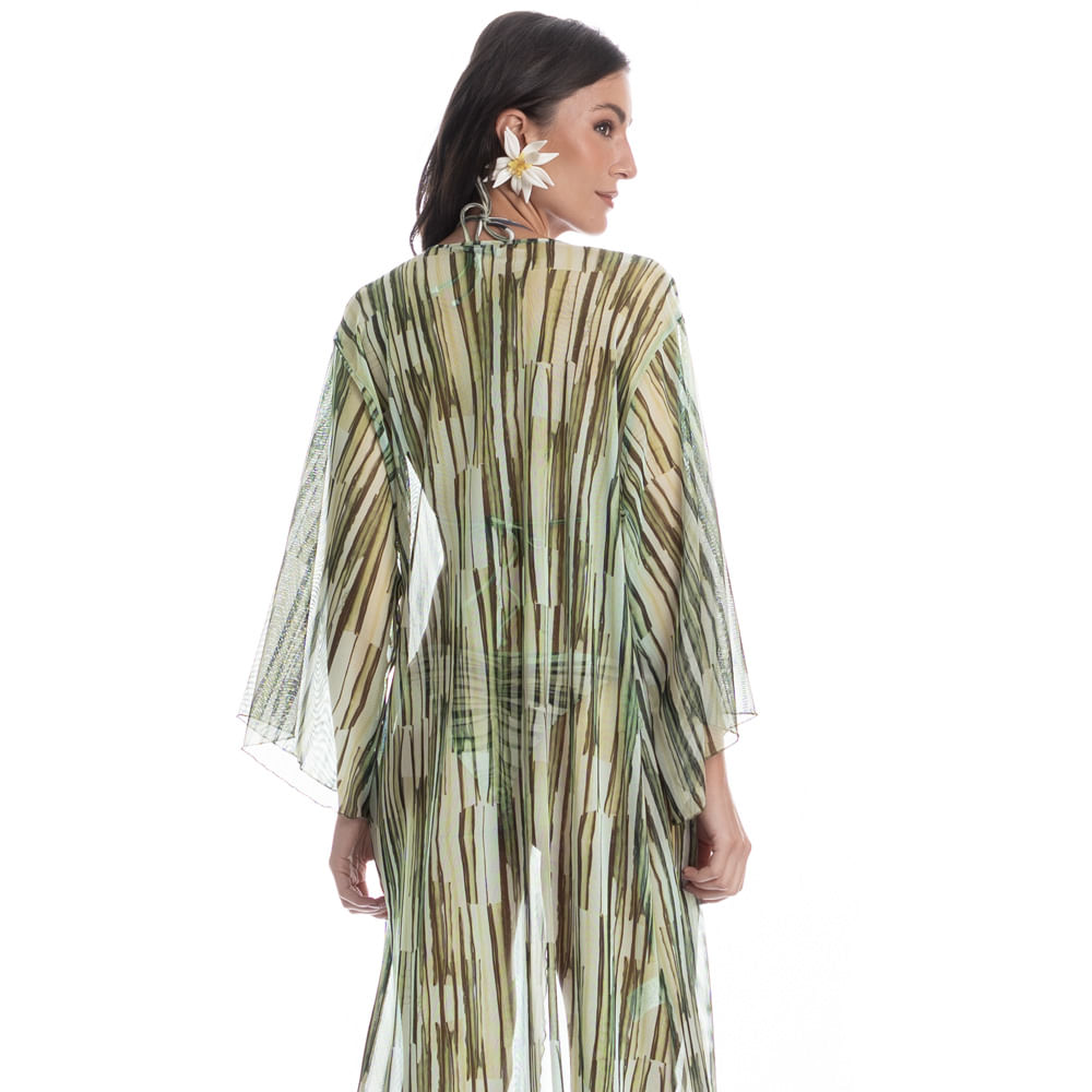 Kaftan De Tule Com Manga Cipreste Verde - Imagem 2