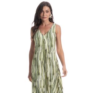 Vestido Longo Com Prega Cipreste