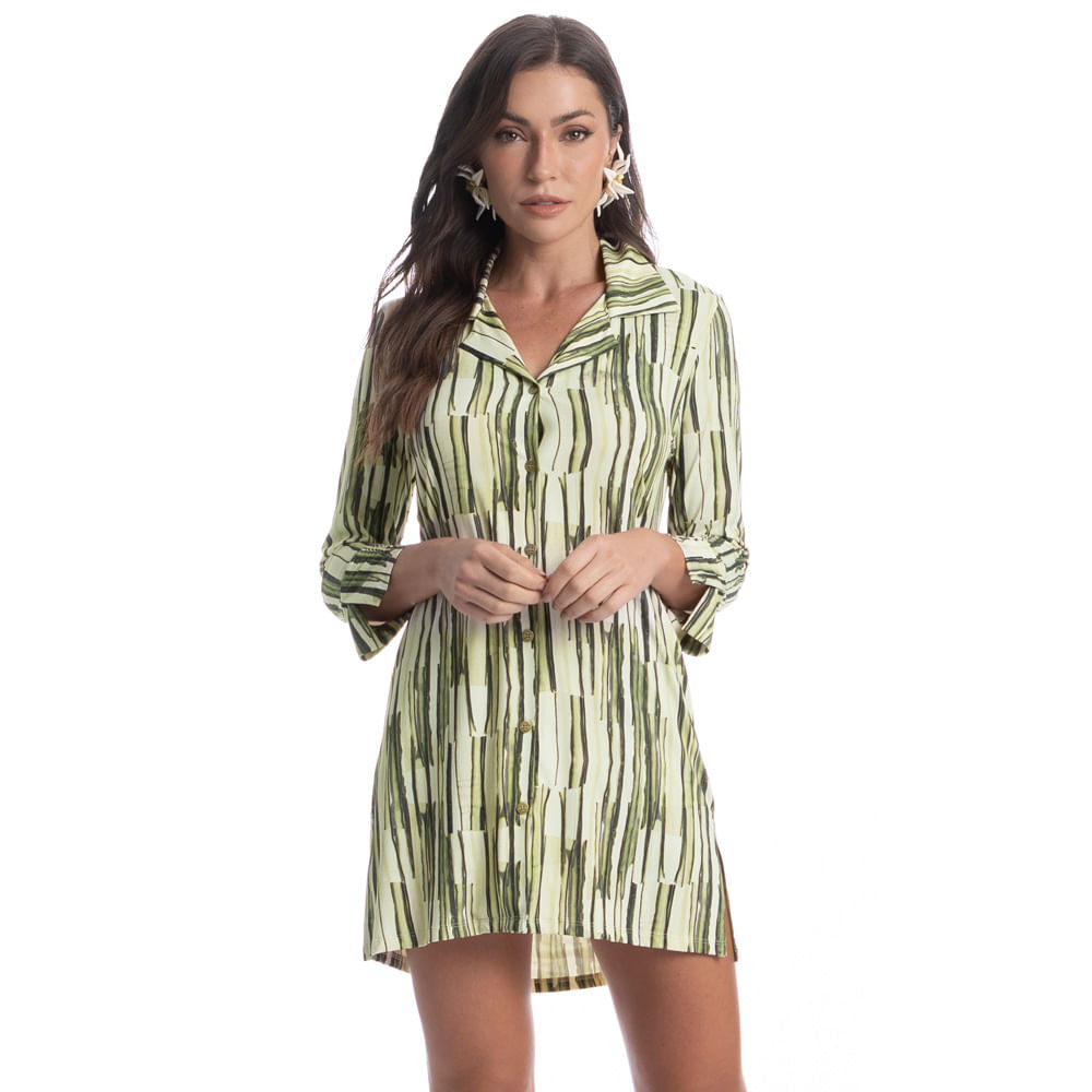 Camisa Feminina Abotoada Cipreste Verde - Imagem 1