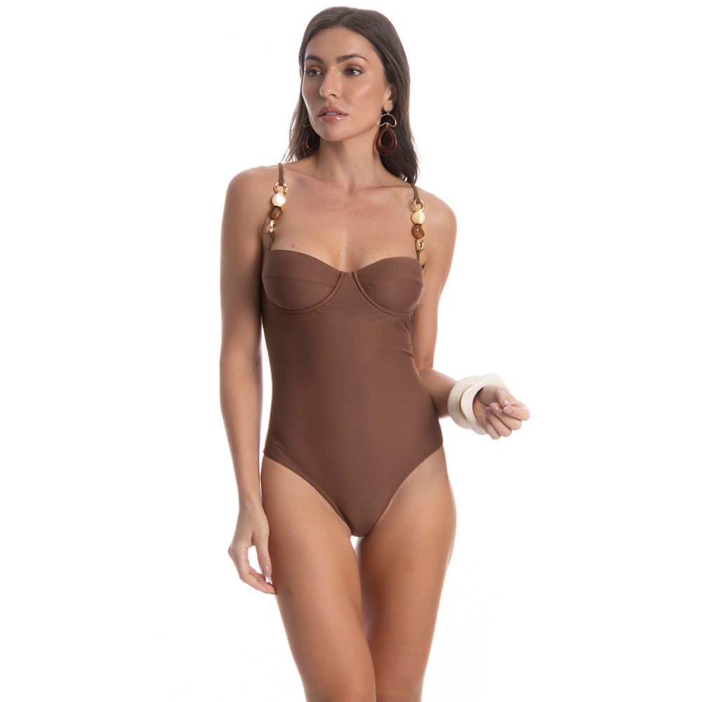 Maiô Corset Slim Capuccino Marrom - Imagem 1