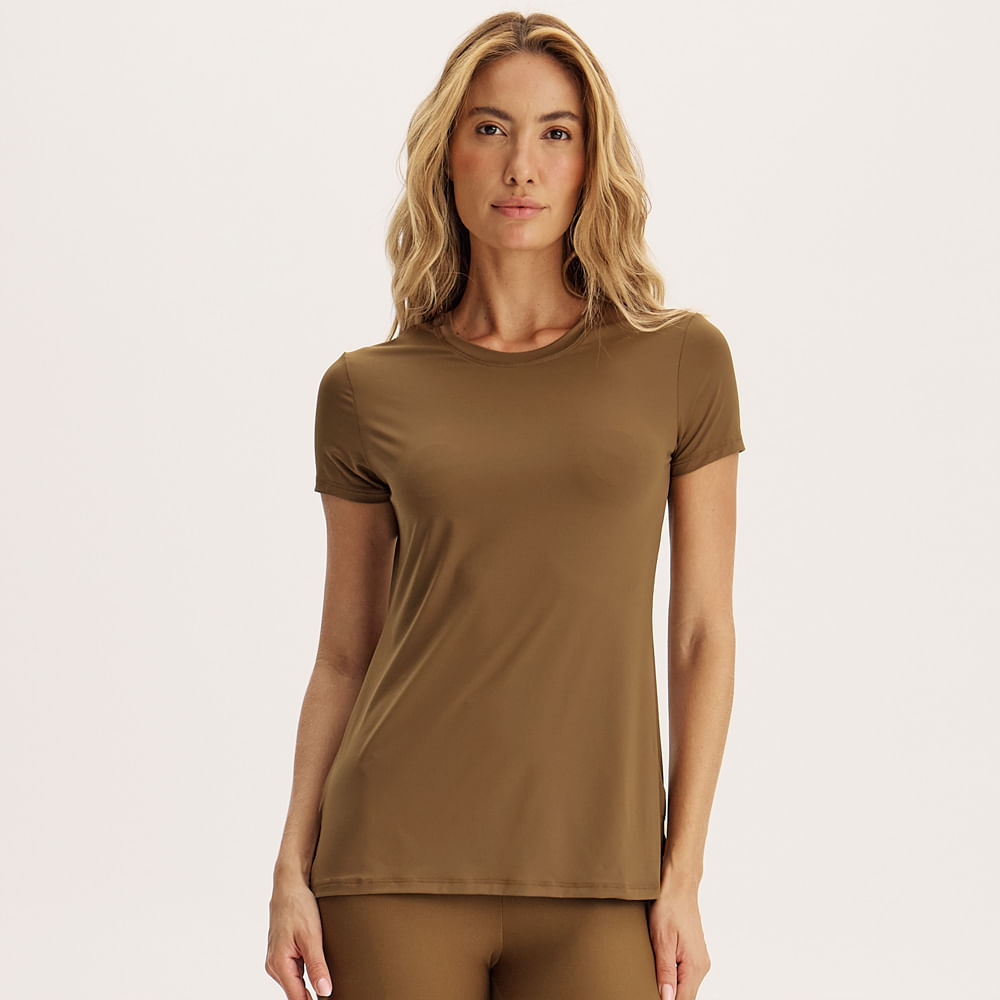 Camiseta Feminina Pulse Lunge Vivame Marrom - Imagem 1