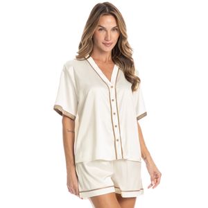 Pijama Feminino Curto Americano Em Cetim Siena