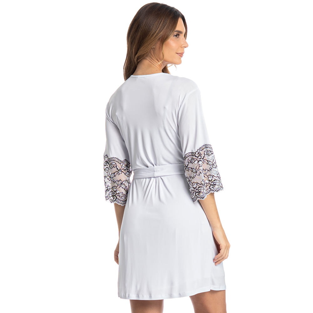 Robe Feminino Curto Com Renda Selene Branco - Imagem 2
