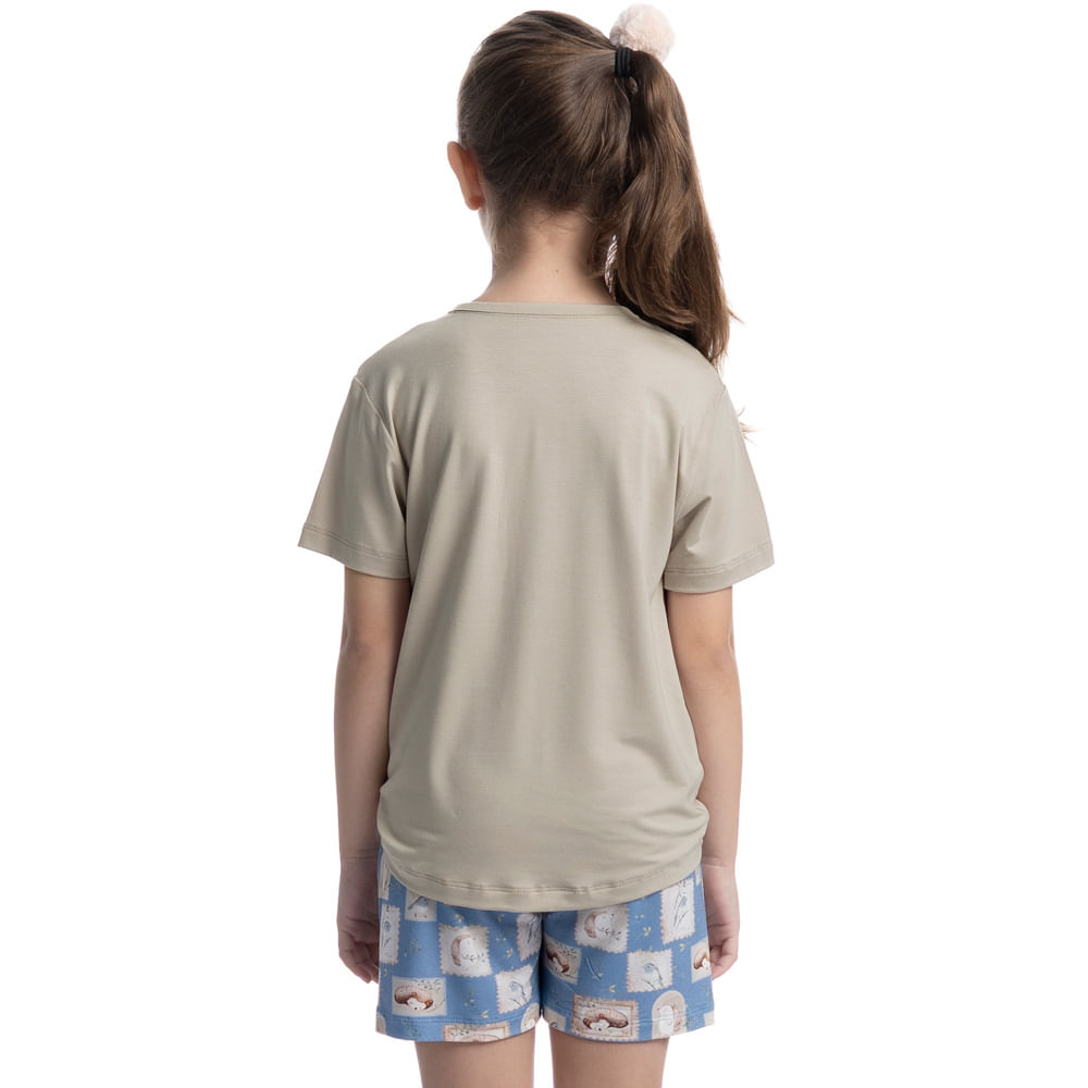 Pijama Infantil Curto Com Bolso Forest Azul - Imagem 2