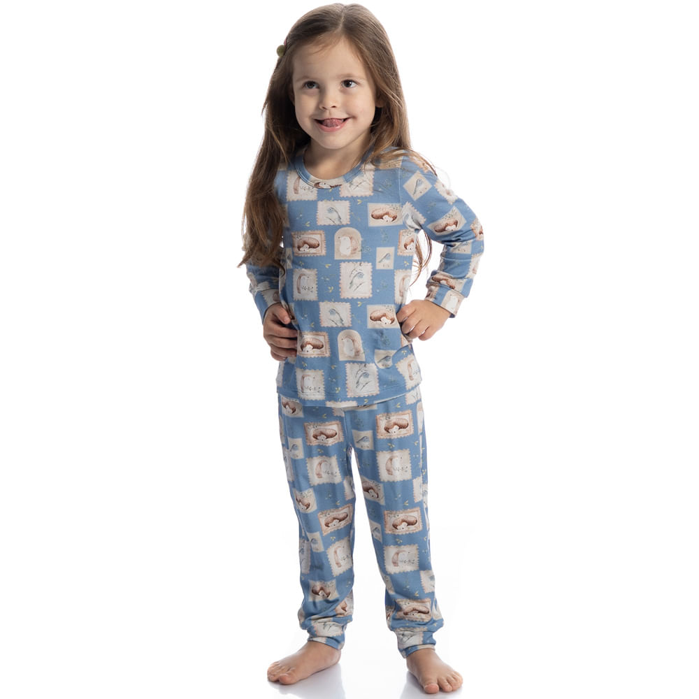 Pijama Infantil Longo Forest Azul - Imagem 1