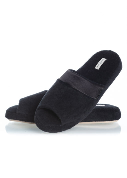 Chinelo Feminino Aberto Em Atoalhado Olívia Preto - Imagem 1