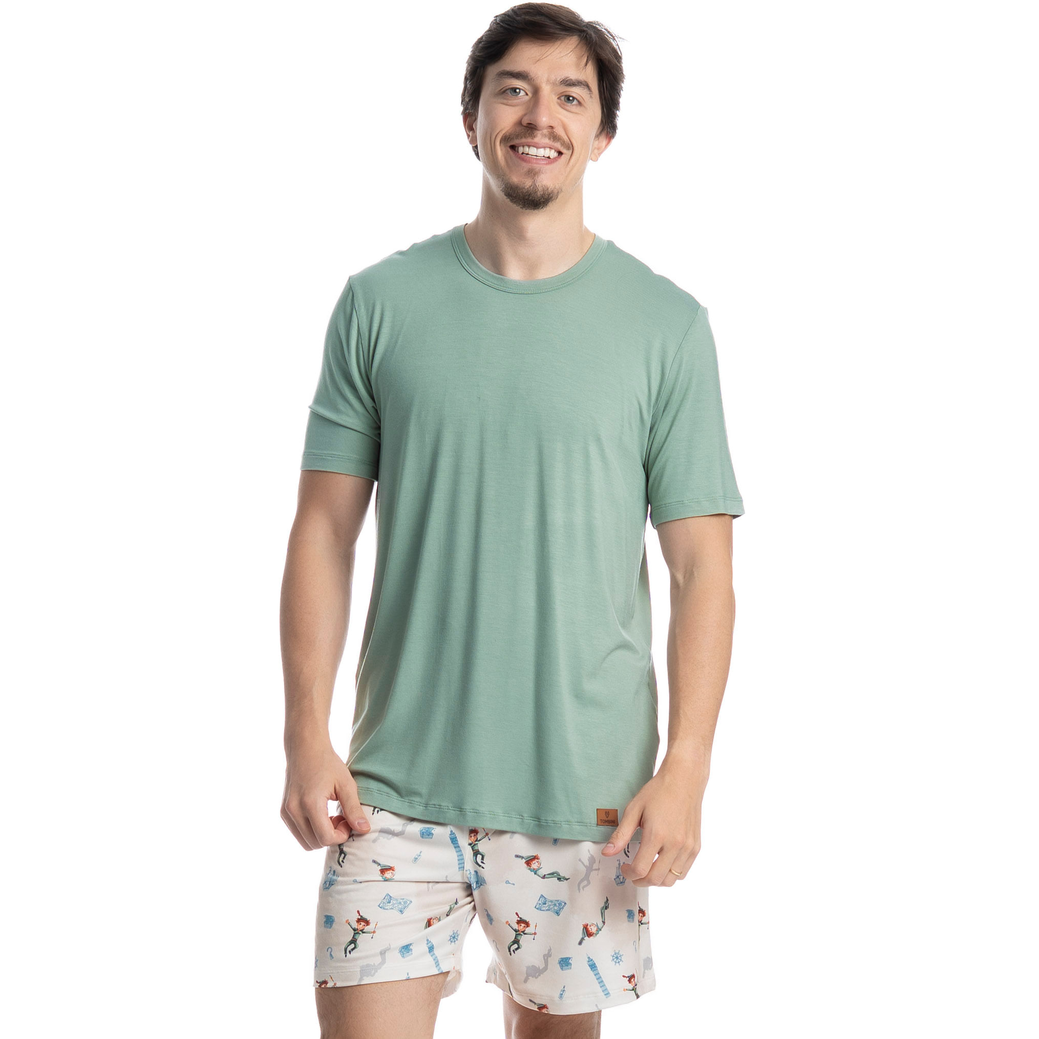 Pijama Masculino Curto Peter Pan Branco - Imagem 1
