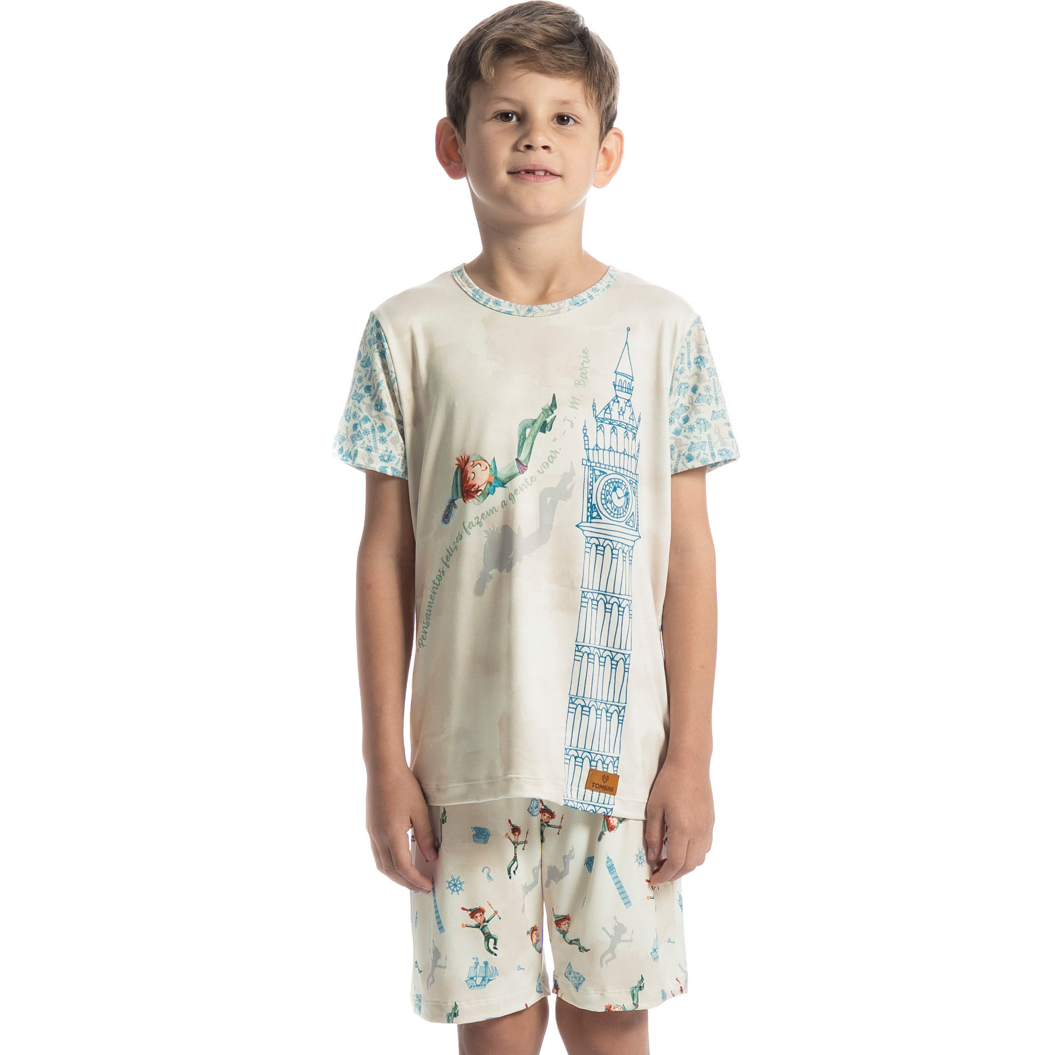 Pijama Infantil Curto Peter Pan Branco - Imagem 1