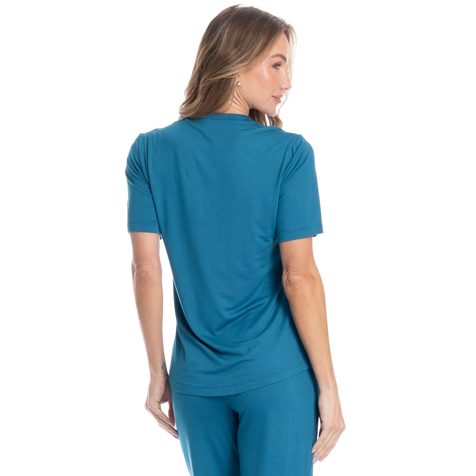 Pijama Feminino Capri Lisa Azul-2 - Imagem 2