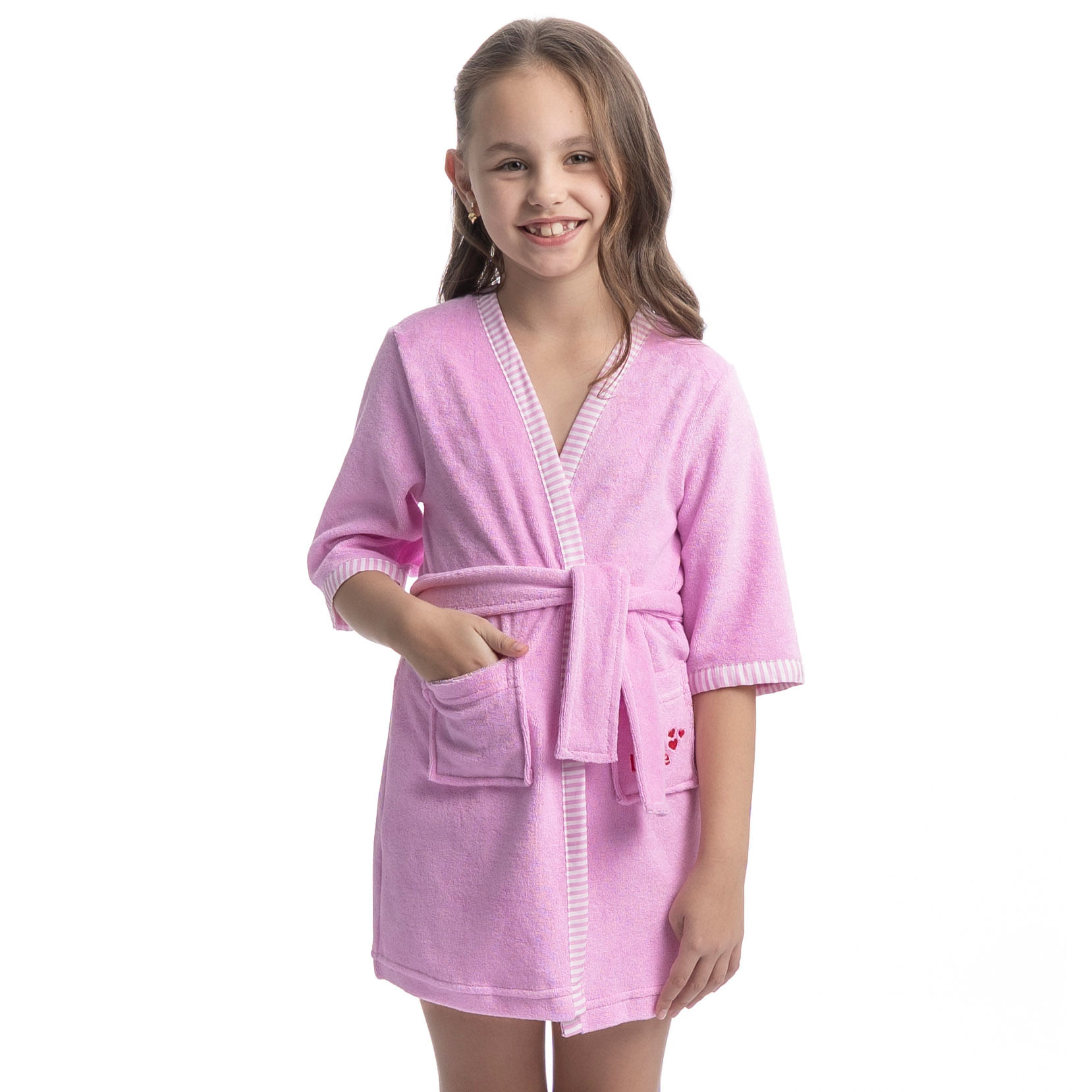 Robe Infantil Em Atoalhado Nina Rosa-3 - Imagem 1