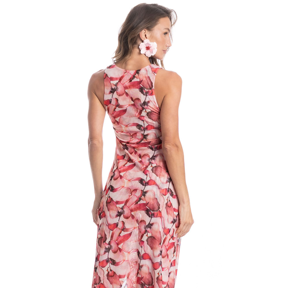 Vestido Midi Tule Franzido Alba Rosa - Imagem 2