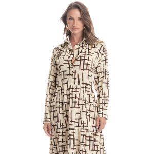 Vestido Com Manga Abotoado Xadrez