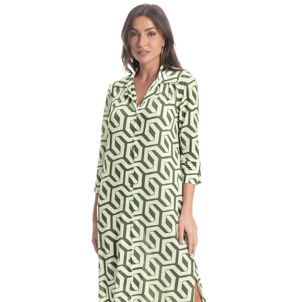 Chemise Midi Manga 7/8 Verdena Verde - Imagem 1