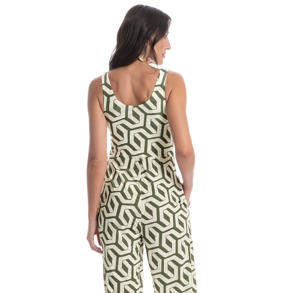 Macacão Estampado Com Bolso Verdena Verde - Imagem 2