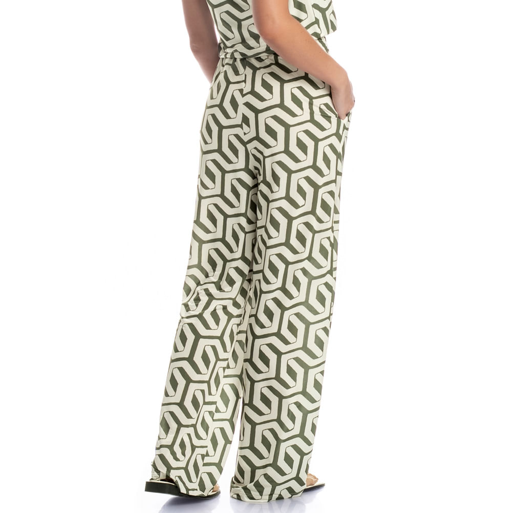 Calça Feminina Com Pregas E Bolso Verdena Verde - Imagem 2