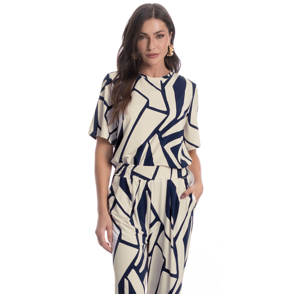 Blusa Ampla Feminina Azzurra Azul-marinho - Imagem 1