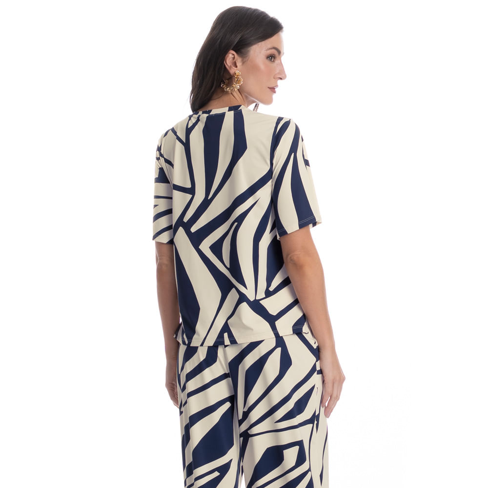 Blusa Ampla Feminina Azzurra Azul-marinho - Imagem 2