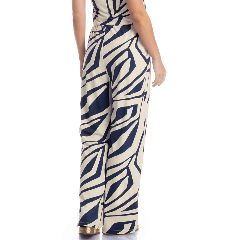 Calça Feminina Com Pregas E Bolso Azzurra Azul-marinho - Imagem 2