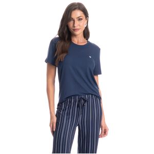 Pijama Feminino Longo Manga Curta Stripes