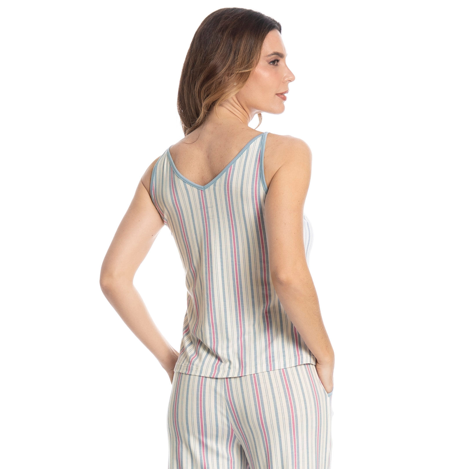 Pijama Feminino Capri Com Bolso Melissa Azul - Imagem 2