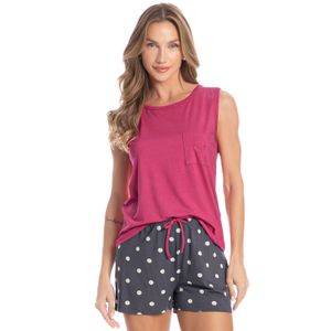 Pijama Feminino Curto Regata Com Bolso Mel