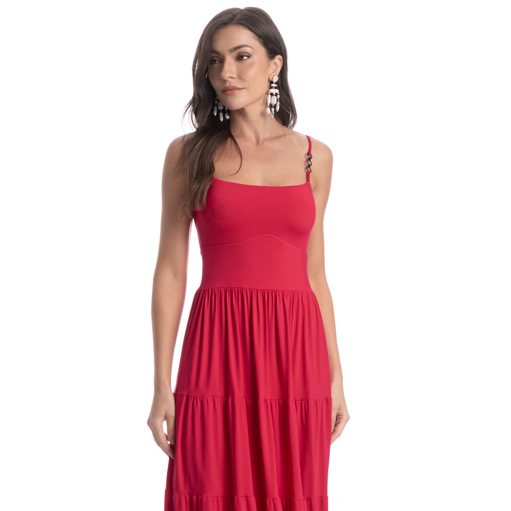 Vestido Longo Malibu Vermelho - Imagem 1