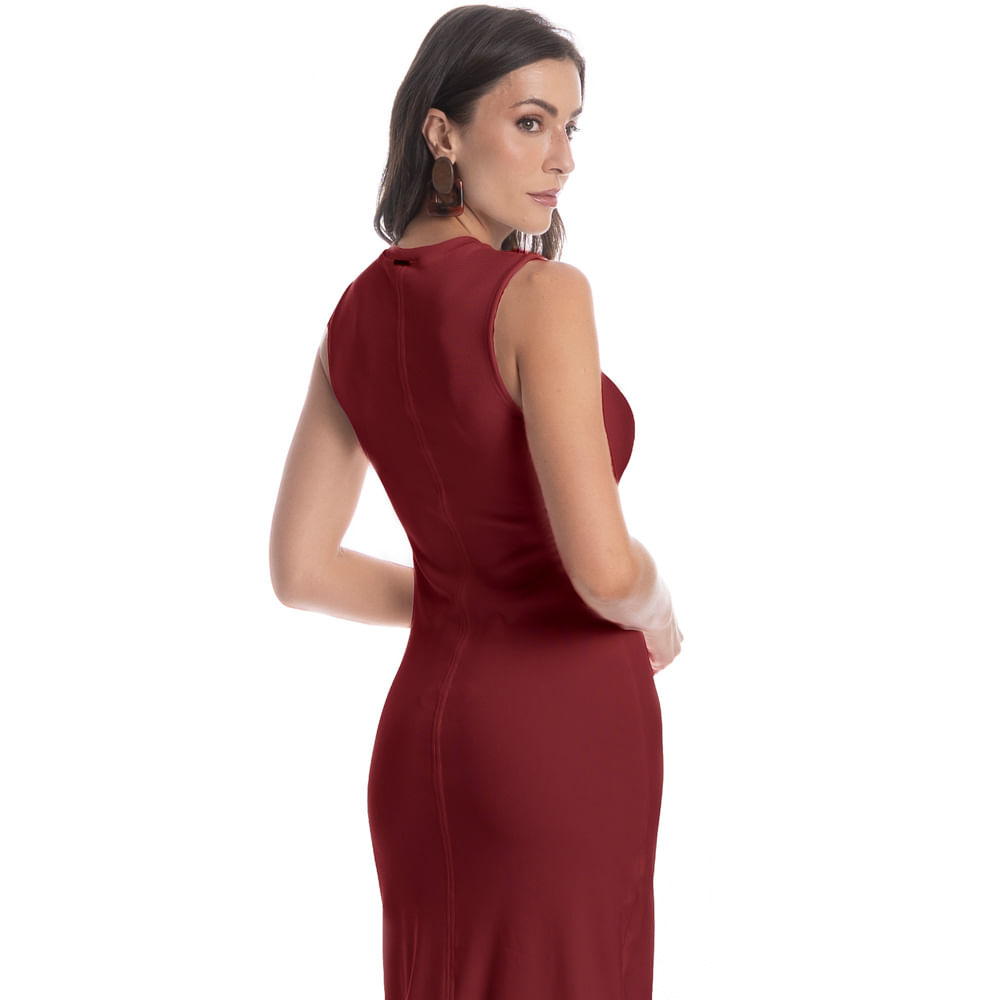 Vestido Drapeado Lívia Vinho - Imagem 2