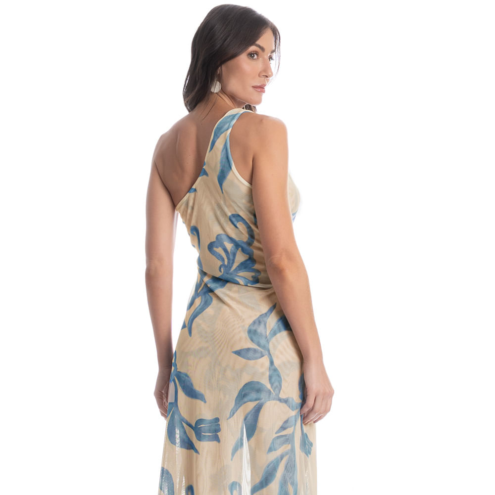 Vestido De Tule Assimétrico Barroco Marrom - Imagem 2