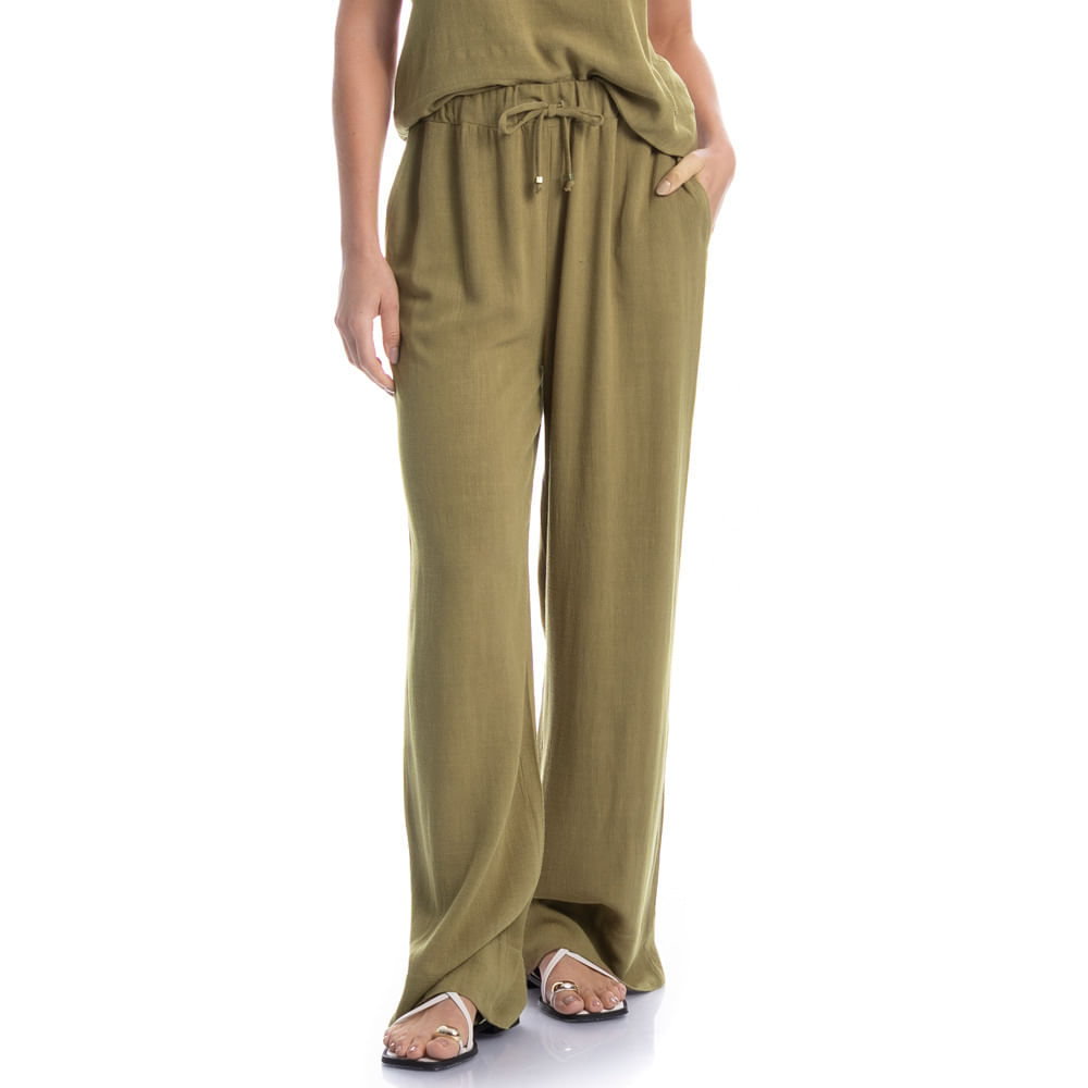 Calça Ampla Com Bolso Belize Verde - Imagem 1