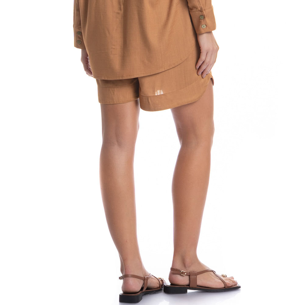 Shorts Com Bolso Linno Bege - Imagem 2