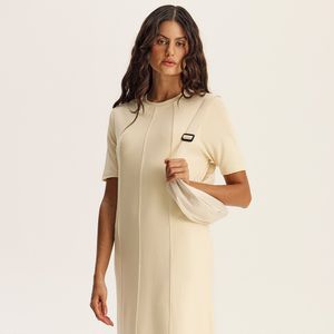 Vestido Com Manga Canelada Neotech Kayla