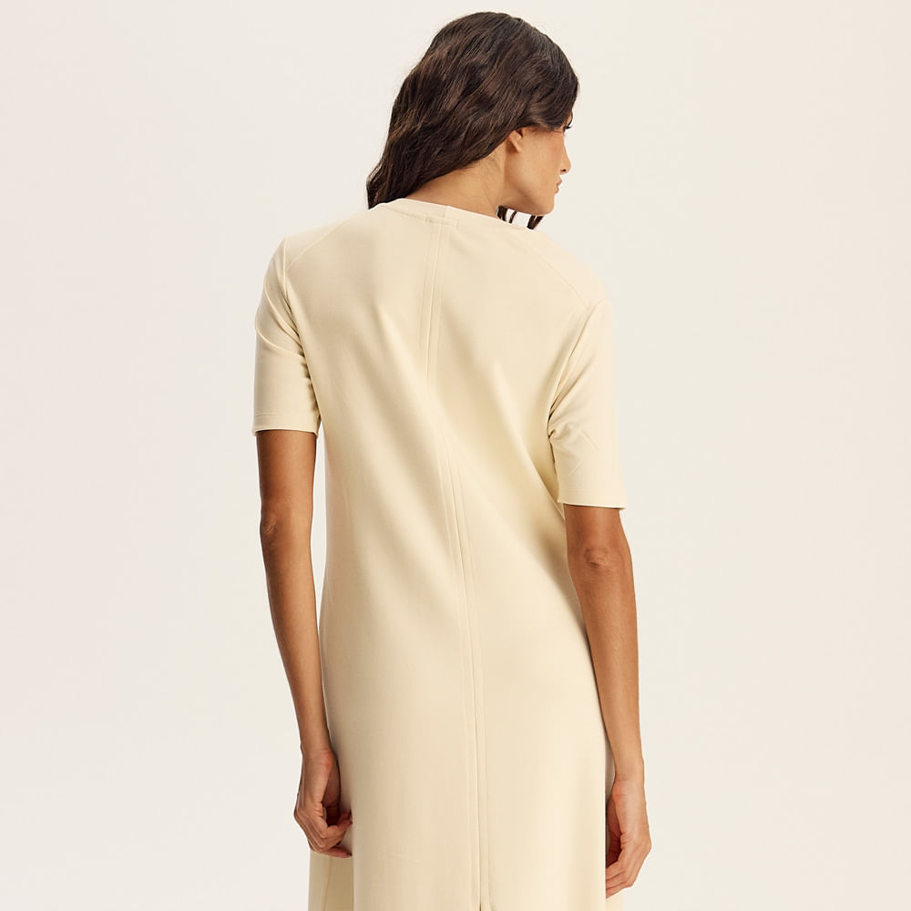 Vestido Com Manga Canelada Neotech Kayla Bege - Imagem 2