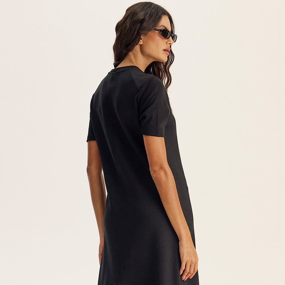 Vestido Com Manga Canelada Neotech Kayla Preto - Imagem 2
