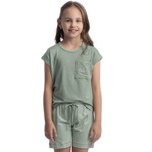 Pijama Curto Infantil Com Bolso Vichy