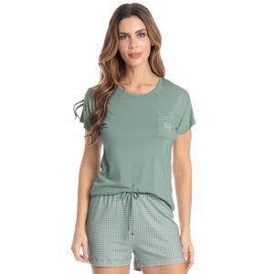 Pijama Feminino Curto Com Bolso Vichy