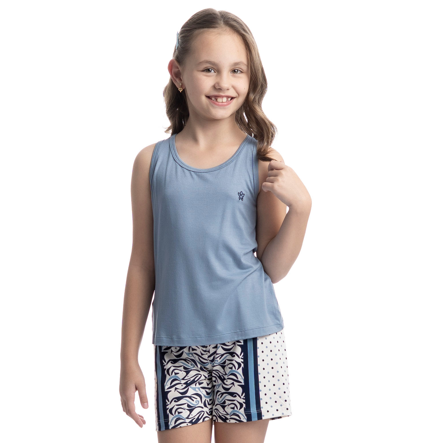 Pijama Infantil Curto Regata Blu Azul - Imagem 1