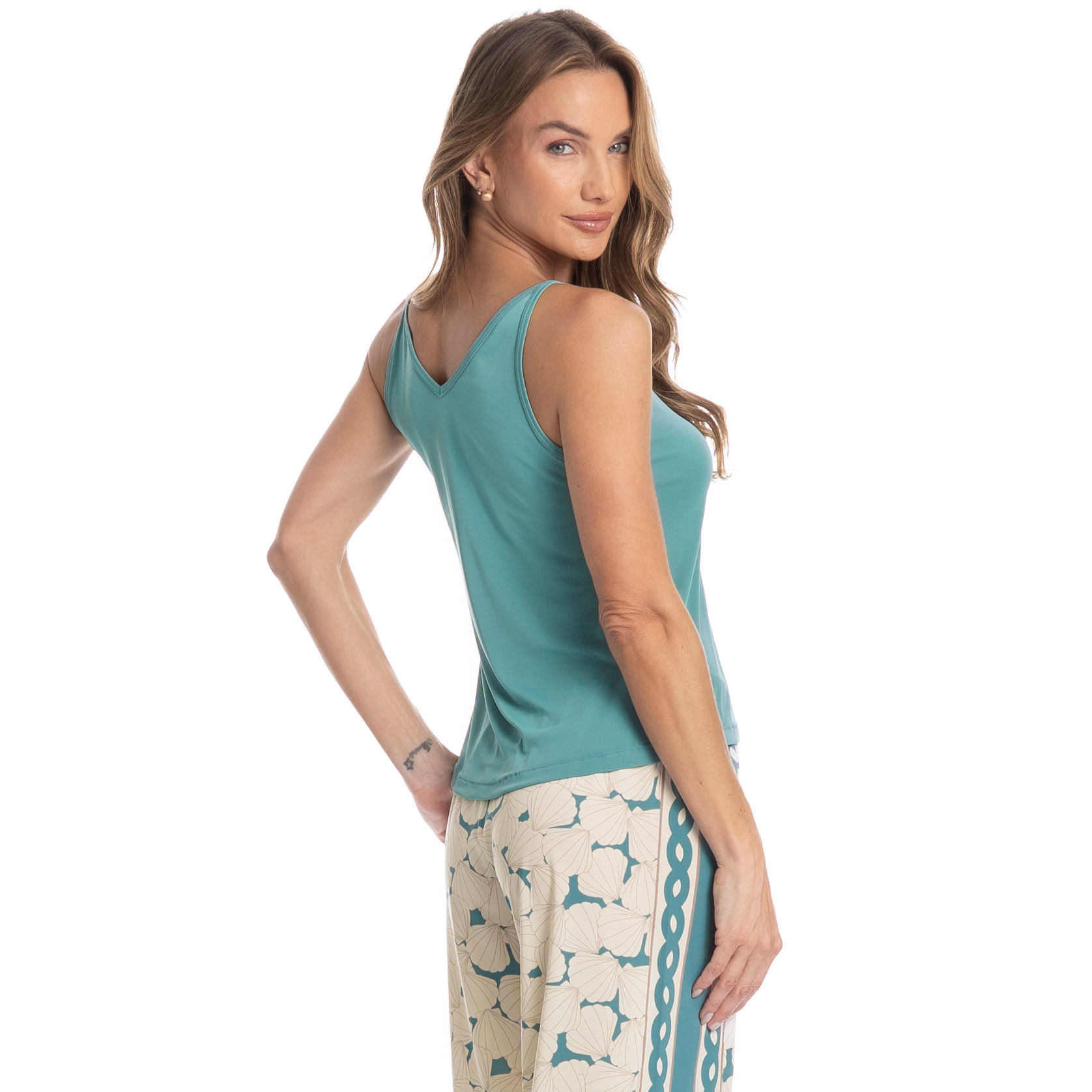 Pijama Feminino Capri Natália Azul-2 - Imagem 2