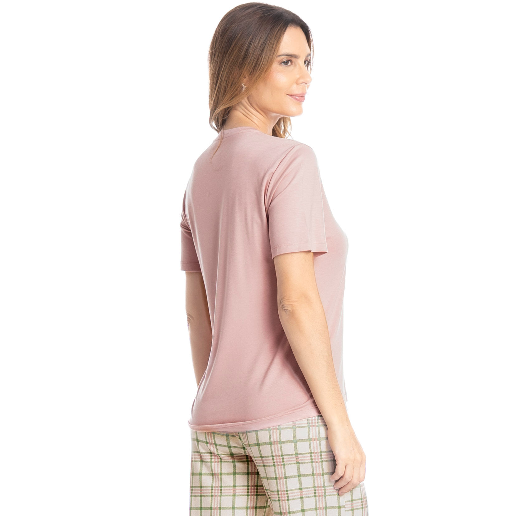 Pijama Feminino Longo Manga Curta Lola Rosa-3 - Imagem 2