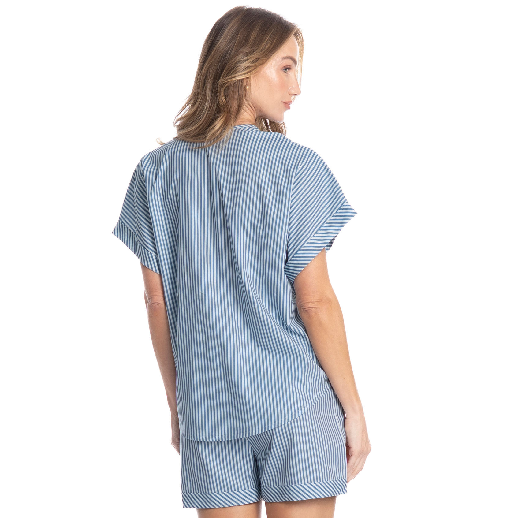 Pijama Feminino Curto Americano Vitória Azul - Imagem 2