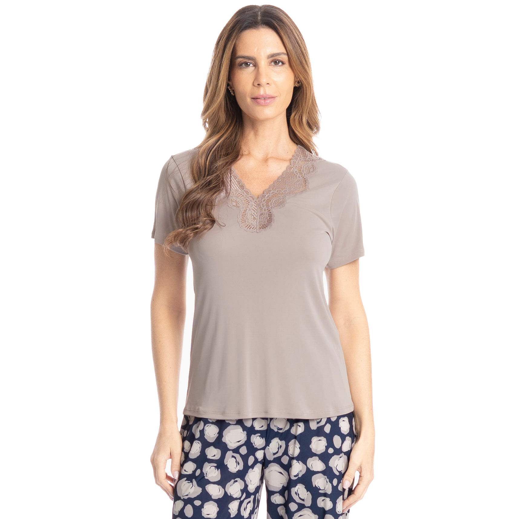 Pijama Feminino Capri Gisele Azul-marinho - Imagem 1