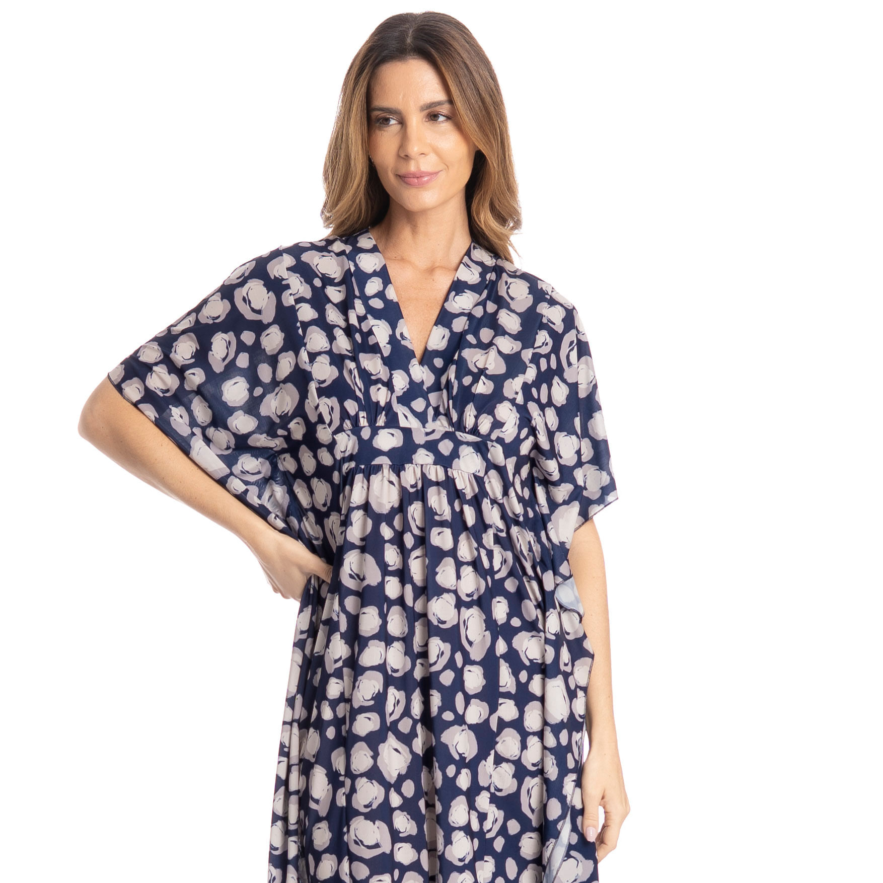 Kaftan Feminino Longo Gisele Azul-marinho - Imagem 1