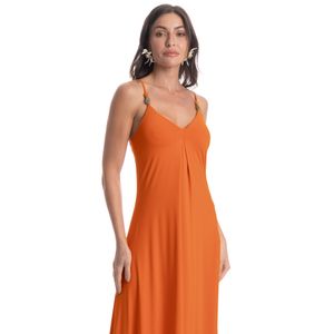 Vestido Longo Com Prega Coqueiros