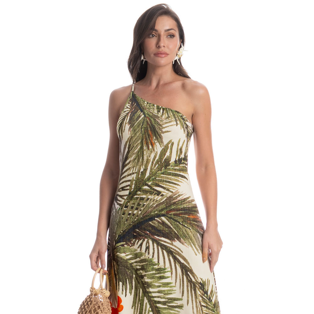 Vestido Assimétrico Coqueiros Laranja - Imagem 1