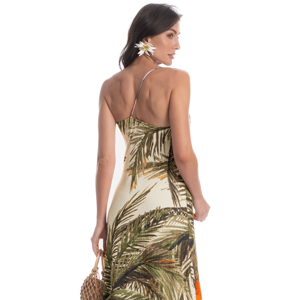 Vestido Assimétrico Coqueiros Laranja - Imagem 2