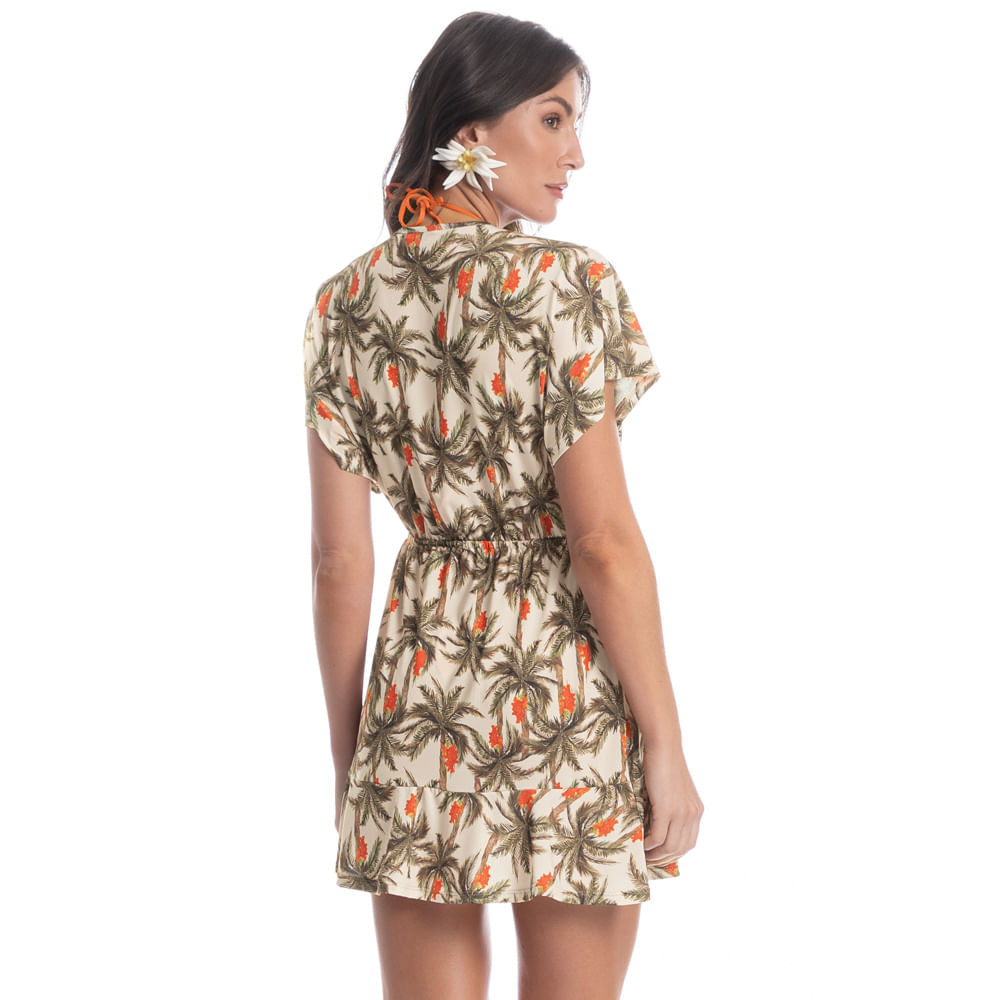 Kaftan Curto Coqueiros Laranja - Imagem 2