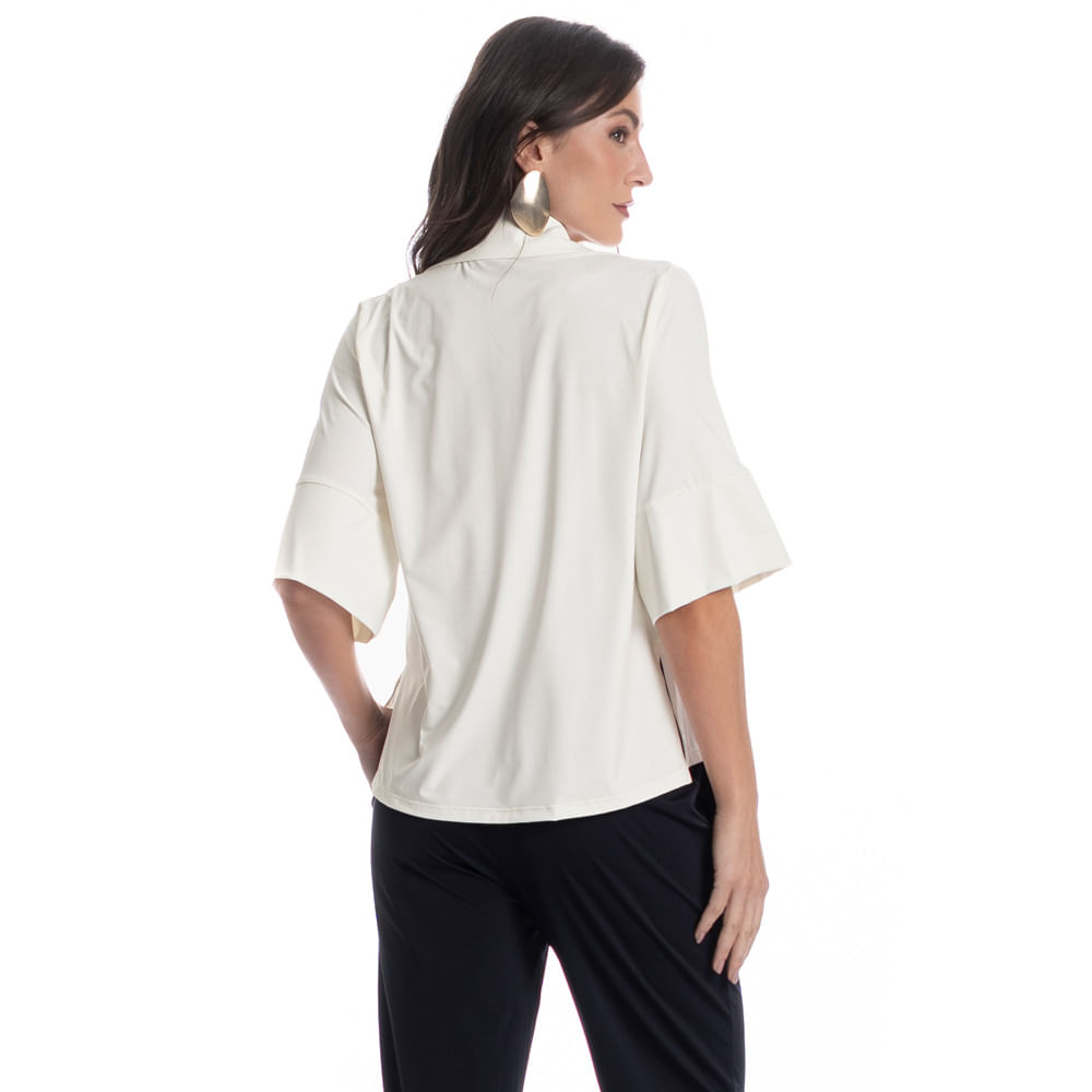 Camisa Feminina Curta Madri Branco - Imagem 2
