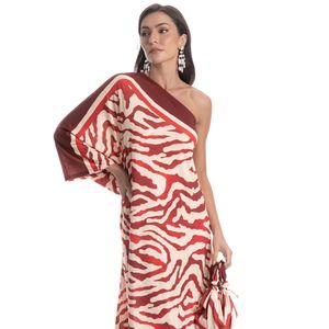 Vestido Carmini Assimetrico Com Manga