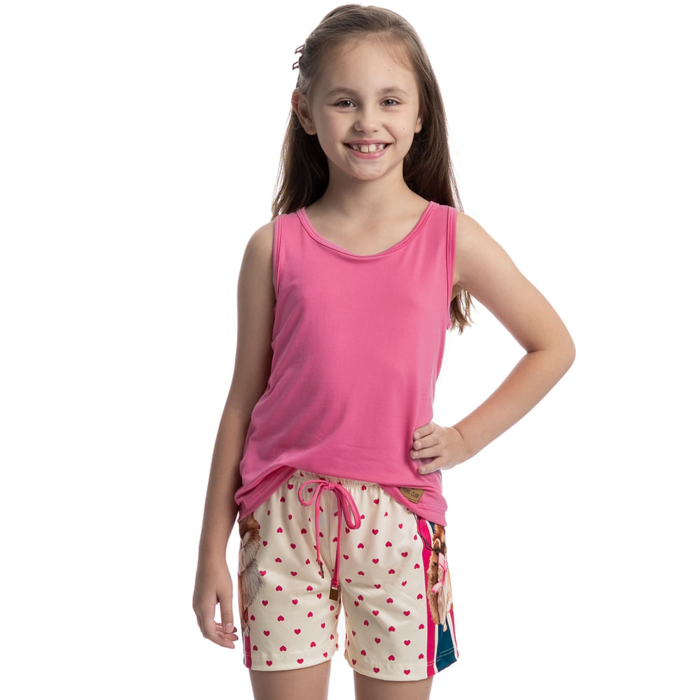 Pijama Infantil Curto Regata Lovely Rosa-2 - Imagem 1
